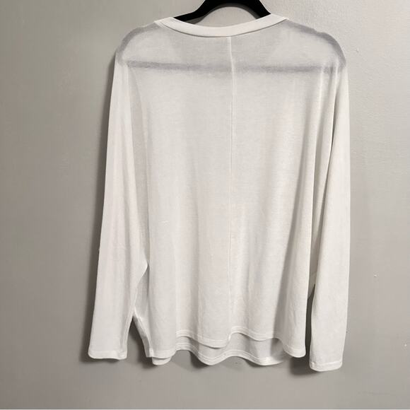 White Crewneck Pullover Shirt Blouse Semi Sheer Long Dolman Sleeve Women Small - Picture 3 of 4